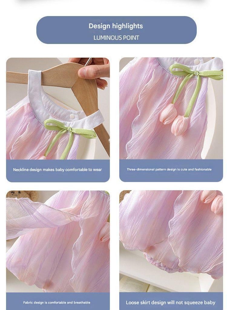 A.M Korean version of girls summer clothes  new tulip sling summer stylish girls summer clothes - Image 4