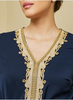 Styli A-Line Front Slit Belted Kaftan with Lace Detail  - Image 5