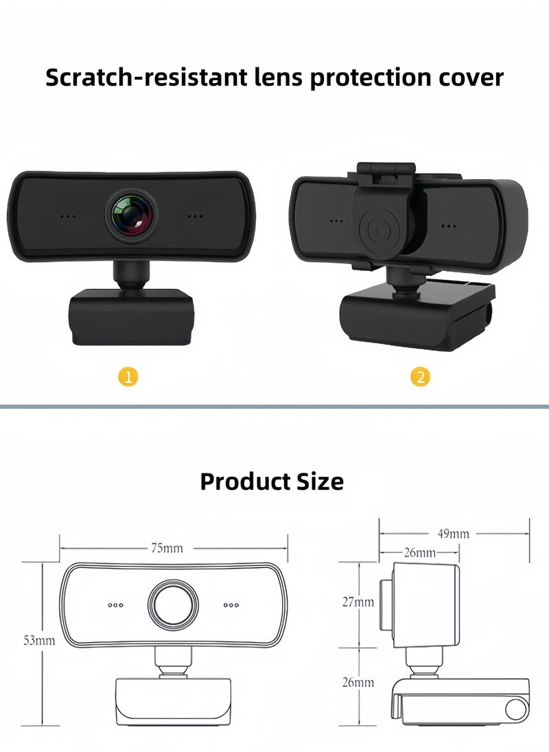 LAYRA - 2K HD Computer Webcam for PC and Laptop with Built-in Microphone USB Streaming Conference Home Camera - Image 1