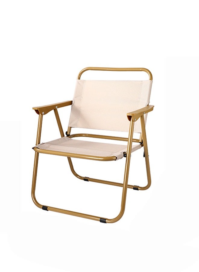 HaveDream Outdoor Folding Chair, Aluminum Alloy Chair Portable Picnic Car Folding Chair (Round Tube Medium Yellow Tube Khaki)  - Image 1