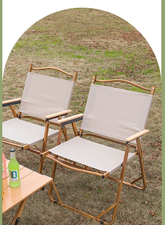 HaveDream Outdoor Folding Chair, Aluminum Alloy Chair Portable Picnic Car Folding Chair (Round Tube Medium Yellow Tube Khaki)  - Image 3