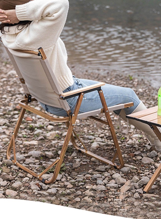 HaveDream Outdoor Folding Chair, Aluminum Alloy Chair Portable Picnic Car Folding Chair (Round Tube Medium Yellow Tube Khaki)  - Image 4