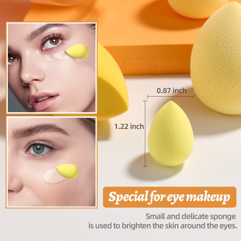 BS Mall Makeup Sponge Set BS-MALL Blender Sponges 7 Pcs for Liquid, Cream, and Powder, Multi-colored with 1 Mini Makeup Sponge Pink (D-Yellow) - Image 5