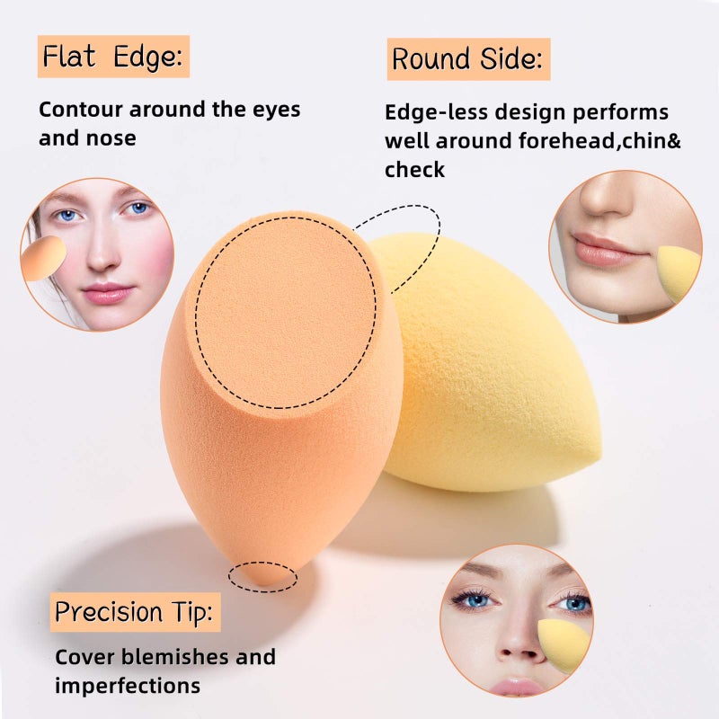 BS Mall Makeup Sponge Set BS-MALL Blender Sponges 7 Pcs for Liquid, Cream, and Powder, Multi-colored with 1 Mini Makeup Sponge Pink (D-Yellow) - Image 2
