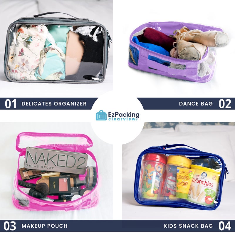 EzPacking Small Clear Travel Packing Cube/See Through PVC Plastic Pouch for Carry On Suitcase, Backpack or Diaper Bag/Transparent Multipurpose Accessories, Makeup & Underwear Organizer w/Handle (Rose) - Image 5