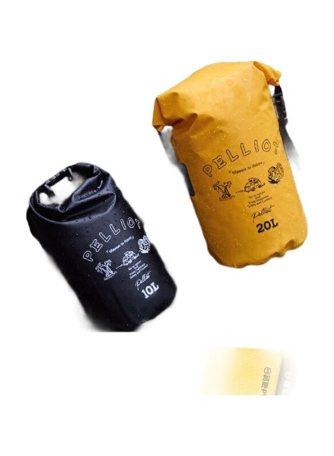 PELLIOT حقيبة ظهر للتخييم في الهواء الطلق، حقيبة مقاومة للماء لتتبع الأنهار، حقيبة سفر للتخزين على الشاطئ، 16404442، سوداء، 10 لتر، حزام مزدوج على الكتفين - Image 1