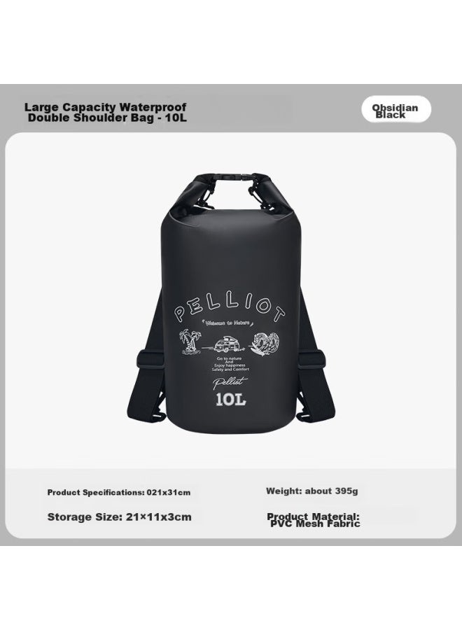 Pelliot Outdoor Camping Backpack, River Tracing Waterproof Bag, Beach Storage Travel Crossbody Bag, 16404442, Black, 10l, Double Shoulder - Image 1