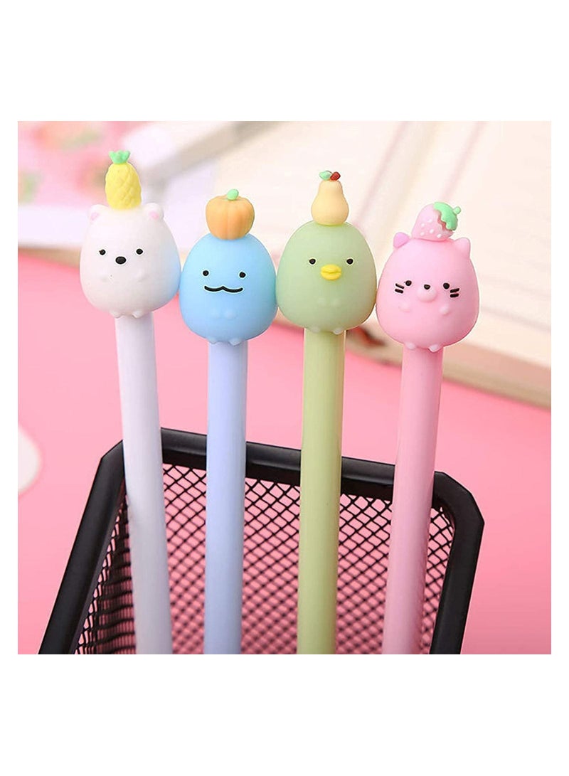 Y&D Cartoon Gel Ink Pen, Animal Pens, 12 Pcs Fruit Cute Fun Pens Stationery, Boys and Girls Suitable For Use In Offices Schools Gifts for Children Teachers Black Refill 0.5mm - Image 3