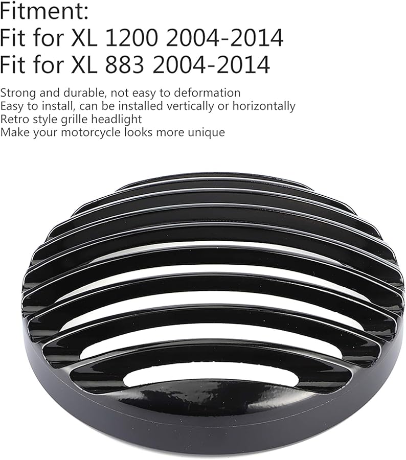 Black Front Grill Cover 5 75in Mesh Guard For Harley XL 1200 883 2004 2014 - Image 4