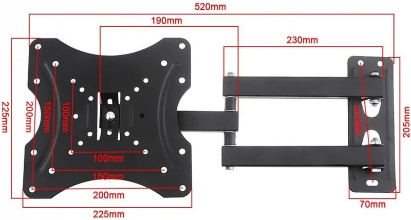 Bectro Full Motion TV Wall Mount for 14-42 Inch Screens | Articulating Arm Extension | Tilt & Swivel for LED, LCD, OLED Flat Panel TVs | Low Profile, Space Saving | Max VESA 200x200mm | 35 Kg Capacity - Image 4