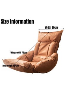 GGEROU Faux Leather Lazy Sofa Japanese Tatami Bed Armchair Removable and Washable Folding Living Room Bay Window Sofa Chair Beige 60x75x127 cm  - Image 4