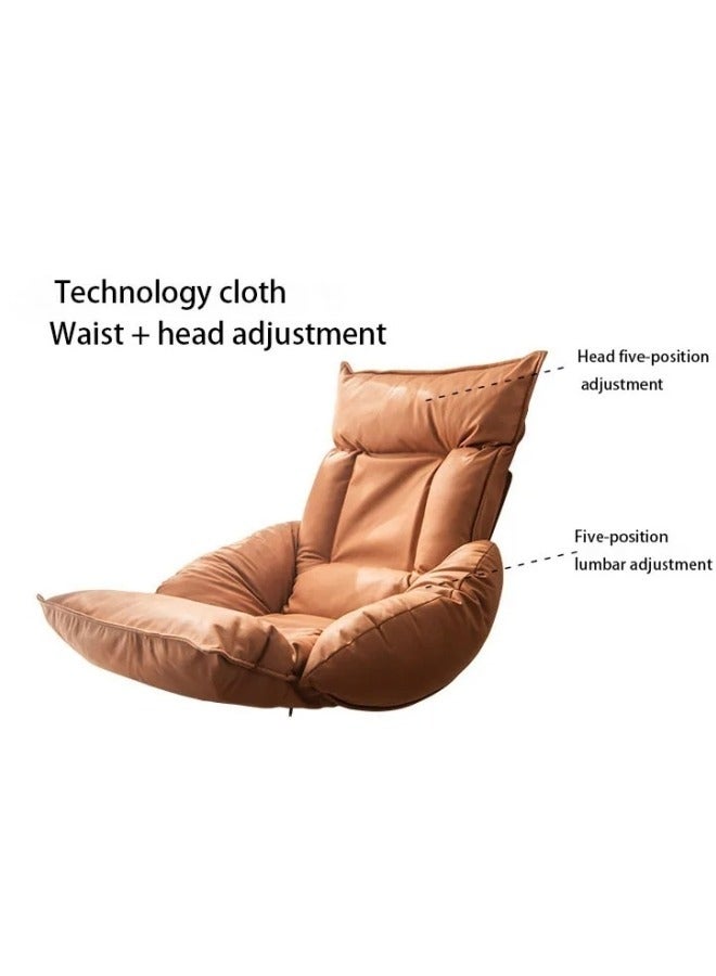 GGEROU Faux Leather Lazy Sofa Japanese Tatami Bed Armchair Removable and Washable Folding Living Room Bay Window Sofa Chair Beige 60x75x127 cm  - Image 5