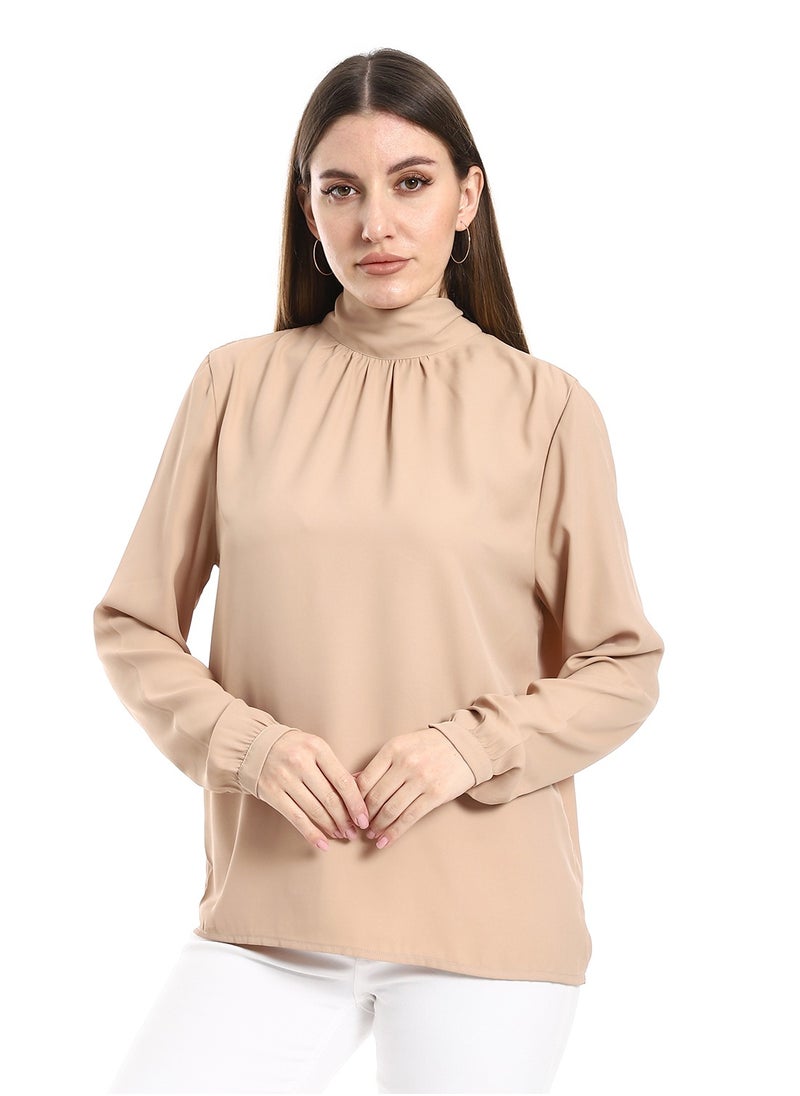MERCH - Simple Beige blouse with tie at the back - Image 1
