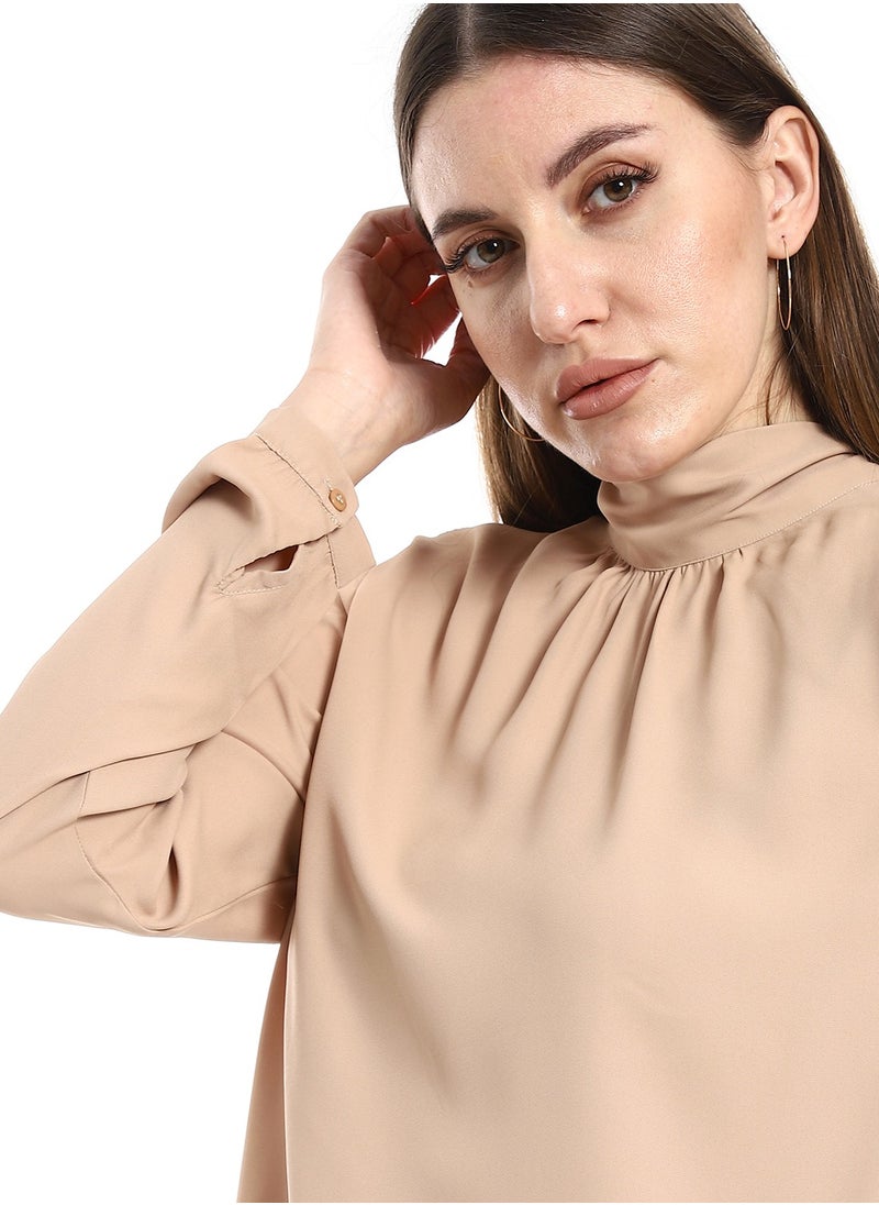 MERCH - Simple Beige blouse with tie at the back - Image 1