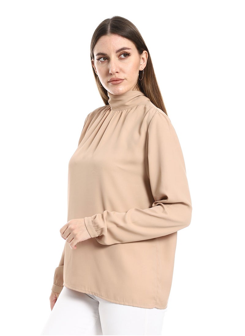 MERCH - Simple Beige blouse with tie at the back - Image 1