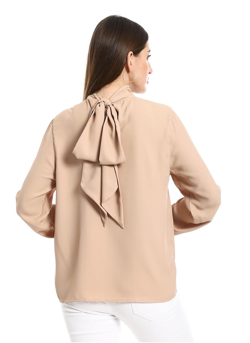 MERCH - Simple Beige blouse with tie at the back - Image 1