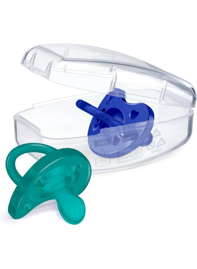 شيكو لهاية شيكو فيزيوفورما 100% سيليكون ناعم قطعة واحدة للأطفال من 16-24 شهر | خالية من BPA واللاتكس | علبة قابلة لإعادة الاستخدام | أزرق/أخضر، 2 حزمة - Image 4