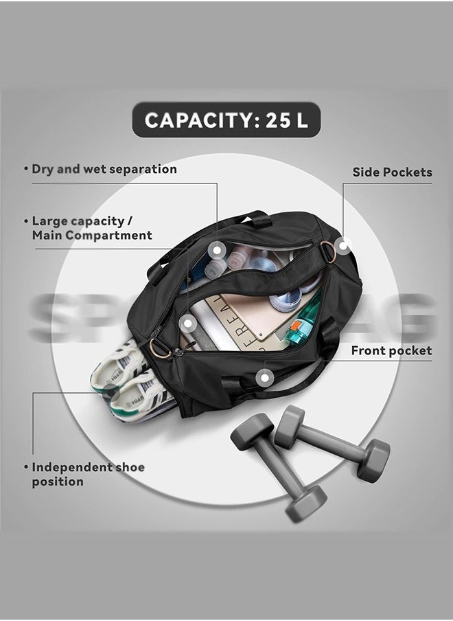 joyzzz - Black unisex wet and dry separation short-distance travel bag fitness bag large capacity - Image 1