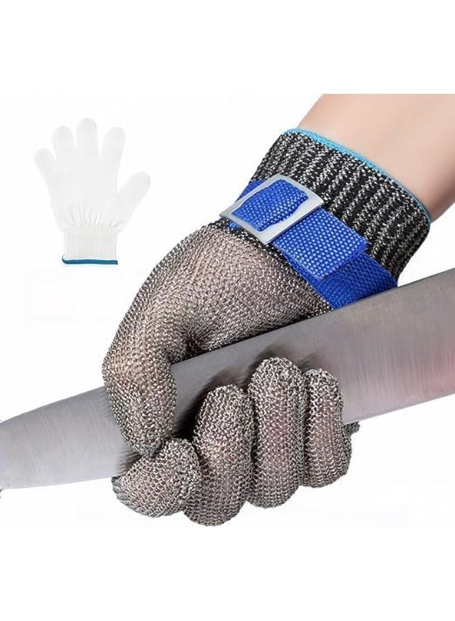 Stainless Steel Mesh Cut Resistant Gloves for Kitchen Use, Protective Safety Gloves for Food Preparation (Size XL) - Image 1