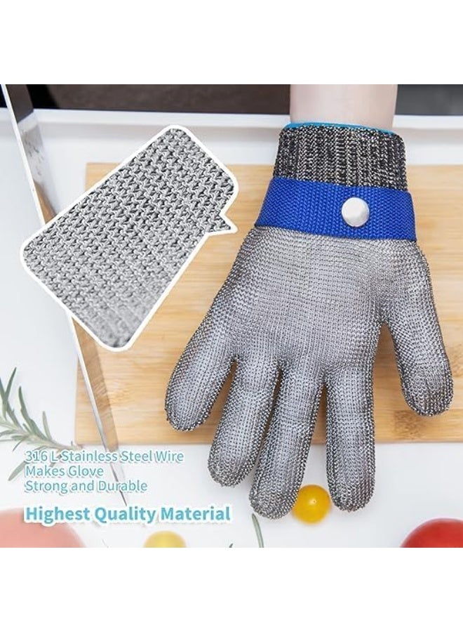 Stainless Steel Mesh Cut Resistant Gloves for Kitchen Use, Protective Safety Gloves for Food Preparation (Size XL) - Image 3
