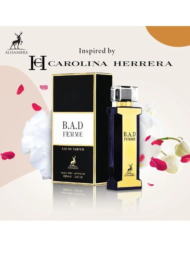 MAISON ALHAMBRA BAD Femme Ladies EDP - 100ml (Inspired by  Good Girl Carolina Herrera) - Image 3