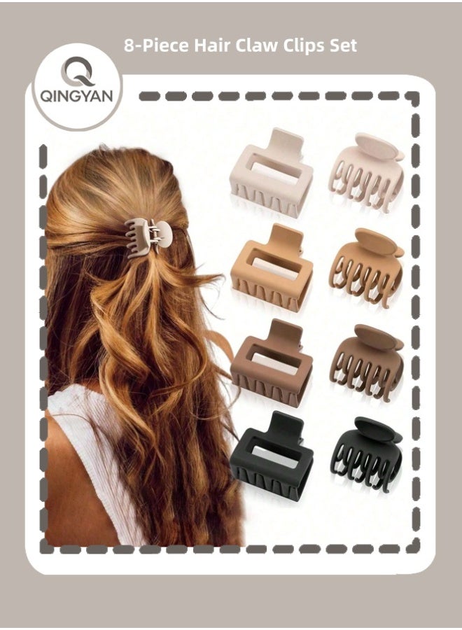 QINGYAN 8-Piece Hair Claw Clips Set for Women - Non-Slip Large Claw Clips for Thick Hair, Strong Hold Hair Accessories for Girls, Durable Barrettes - Image 1