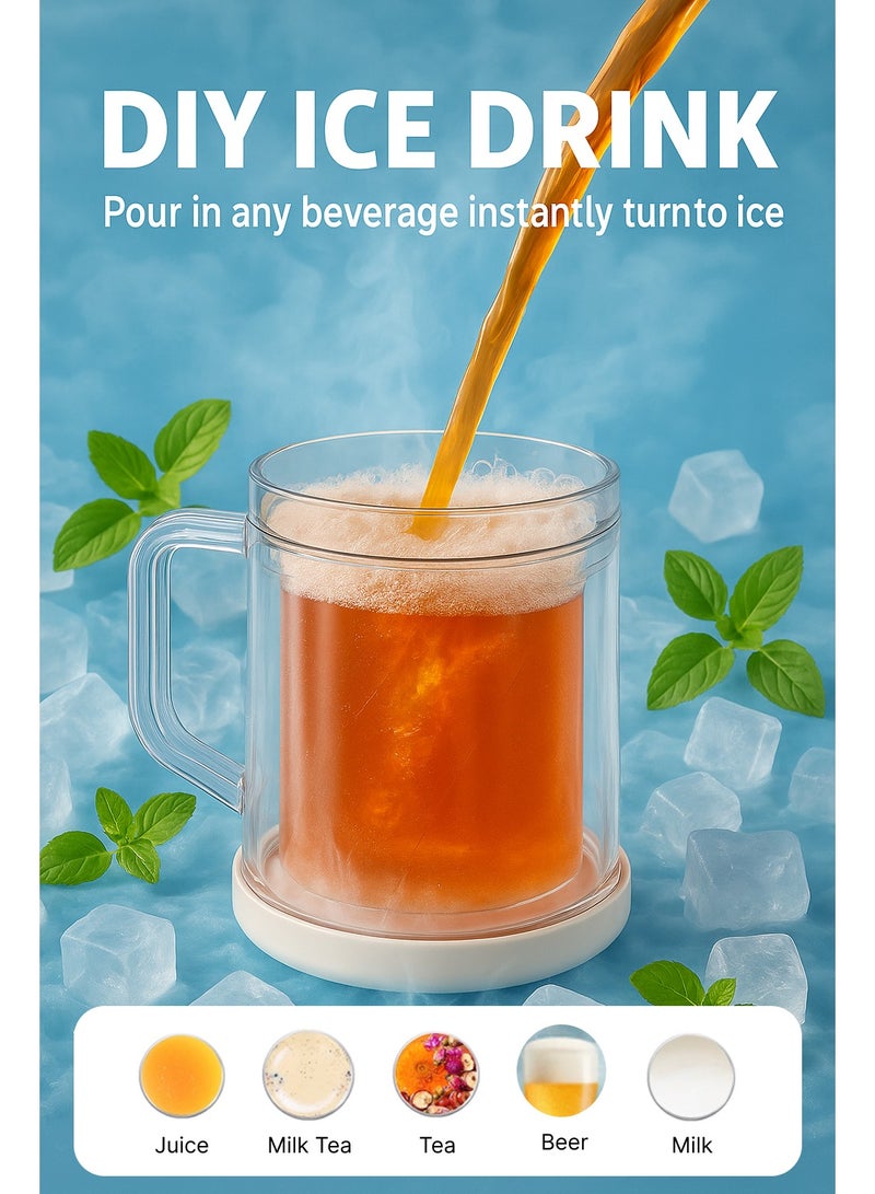 كوب ثلج مزدوج الطبقات سعة 350 مل - مشروبات مجمدة يمكنك صنعها بنفسك، كوب ثلج للبيرة، كوب شفاف بسعة كبيرة للمنزل والحفلات - Image 1