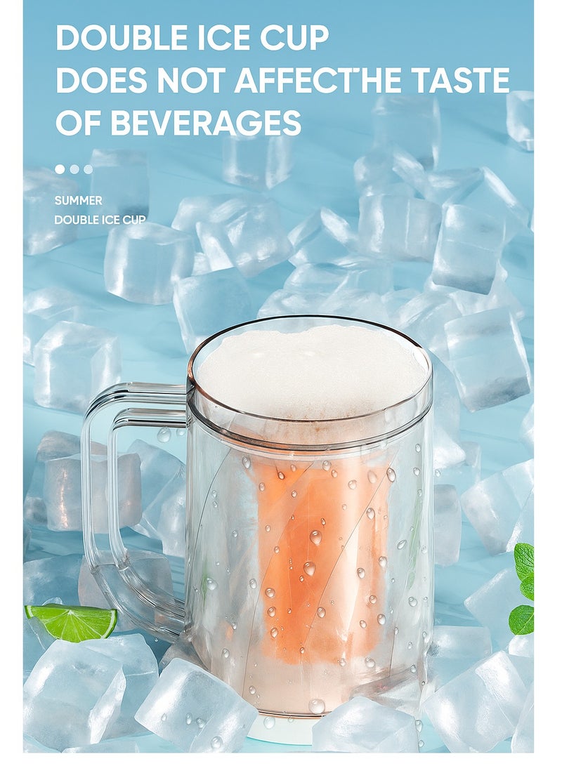كوب ثلج مزدوج الطبقات سعة 350 مل - مشروبات مجمدة يمكنك صنعها بنفسك، كوب ثلج للبيرة، كوب شفاف بسعة كبيرة للمنزل والحفلات - Image 3