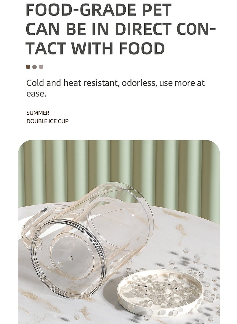 كوب ثلج مزدوج الطبقات سعة 350 مل - مشروبات مجمدة يمكنك صنعها بنفسك، كوب ثلج للبيرة، كوب شفاف بسعة كبيرة للمنزل والحفلات - Image 5