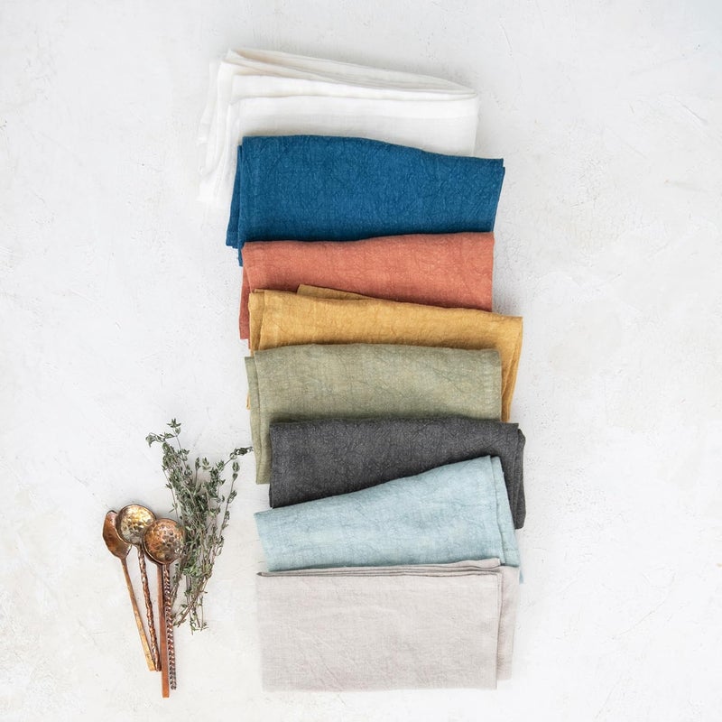 Creative CoOp 10 Inches Square Stonewashed Linen Cocktail Party and Kitchen Use Mint Color Set of 4 Napkin - Image 3