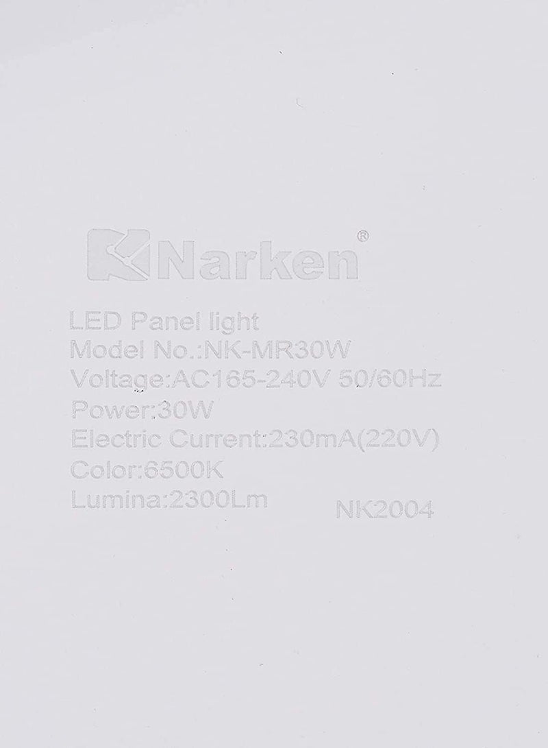 Narken TC 30W Daylight Cool white 6500K LED Power Saving Aluminium Recessed Round Panel Ceiling Light. - Image 3