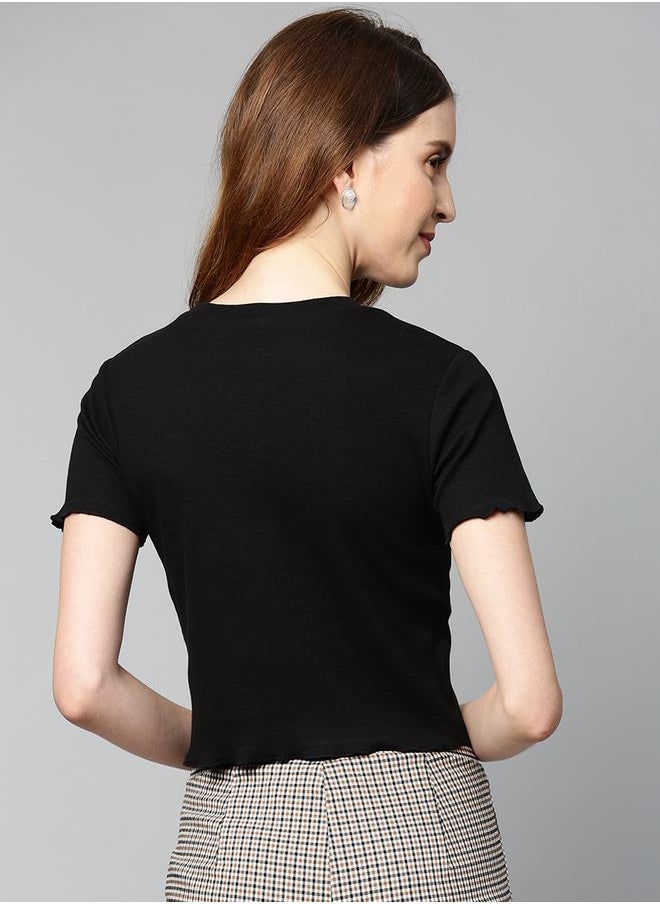 SASSAFRAS - Ribbed Round Neck Crop Top by Styli - Image 1