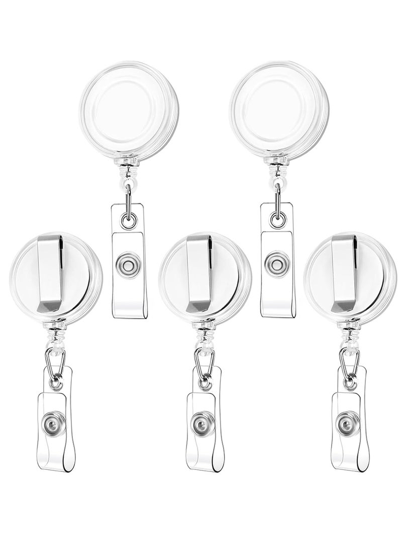 Oasisgalore - 5 pcs Badge Reels with Metal Belt Clip, Retractable Badge Holder Reel for Hanging Name Tags ID Card Key Cards - Image 1