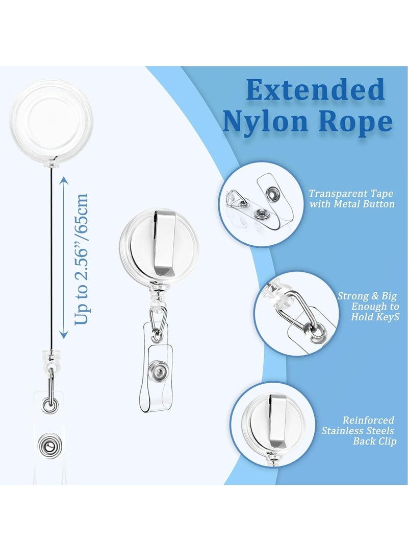 Oasisgalore - 5 pcs Badge Reels with Metal Belt Clip, Retractable Badge Holder Reel for Hanging Name Tags ID Card Key Cards - Image 1