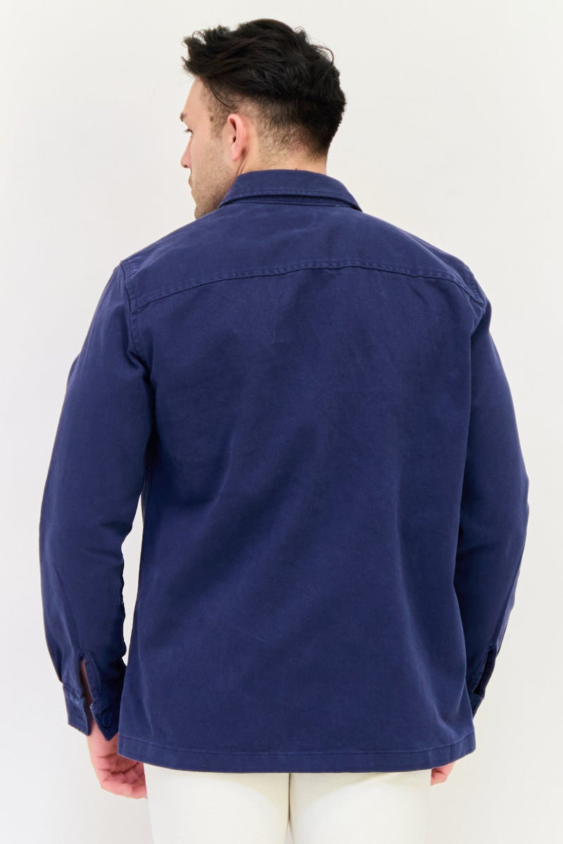 Celio قميص جينز رجالي بأكمام طويلة وقصة عادية، مزخرف، لون كحلي - Image 3