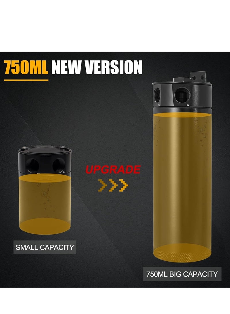 Generic Universal 2 Port Aluminum 750ml Baffled Oil Catch Can Reservoir Tank with Breather Filter and Drain Valve  - Image 2