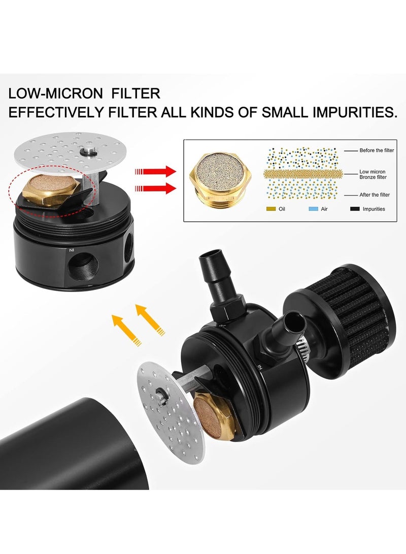 Generic Universal 2 Port Aluminum 750ml Baffled Oil Catch Can Reservoir Tank with Breather Filter and Drain Valve  - Image 5