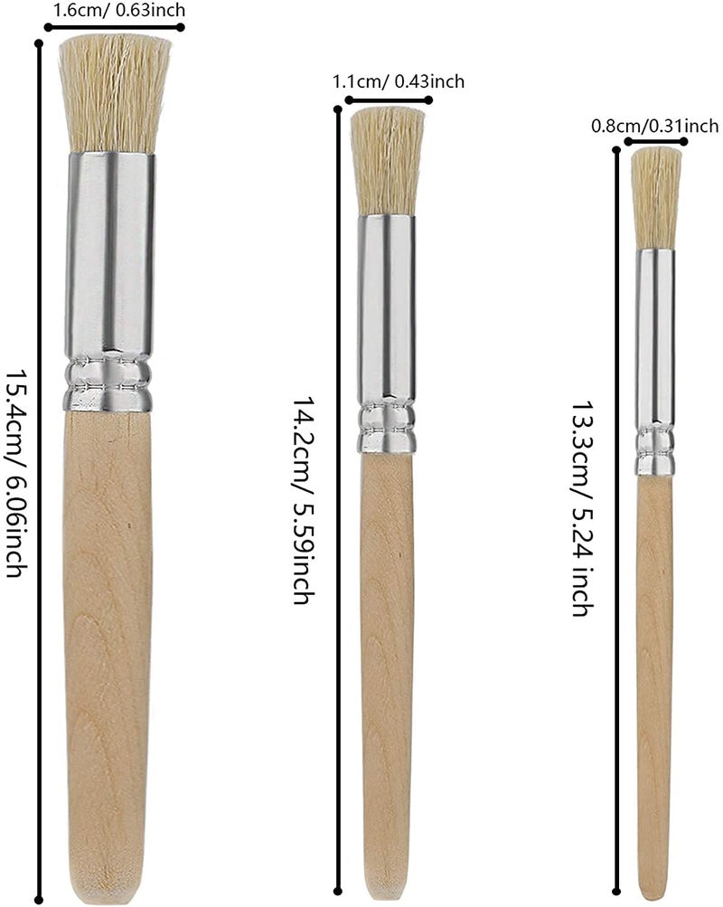 AmigozZ 6Pcs Wooden Stencil Brush, Natural Bristle Brushes Perfect for Acrylic Painting, Oil Painting, Watercolor Painting, Stencil Project, Card Making and DIY Art Crafts - Image 2