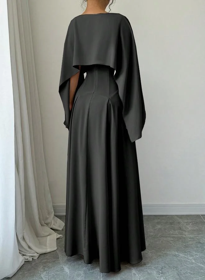 تايك تو Take Two Solid Cape Sleeve A-Line Maxi Dress