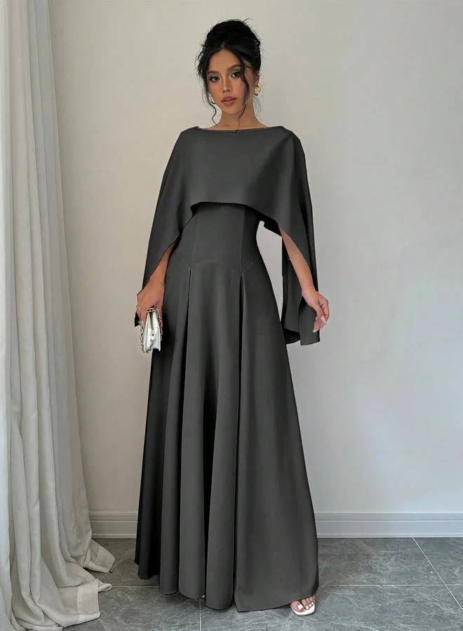 Take Two Take Two Solid Cape Sleeve A-Line Maxi Dress