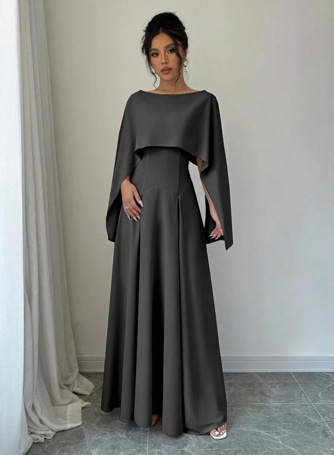 تايك تو Take Two Solid Cape Sleeve A-Line Maxi Dress