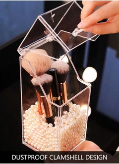 HomarKet 2-Piece Clear Acrylic Dustproof Makeup Brush Organizer Case Cosmetic Brushes Eyebrow Pencil Storage Holder with Lid  - Image 3
