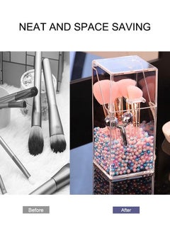 HomarKet 2-Piece Clear Acrylic Dustproof Makeup Brush Organizer Case Cosmetic Brushes Eyebrow Pencil Storage Holder with Lid  - Image 2