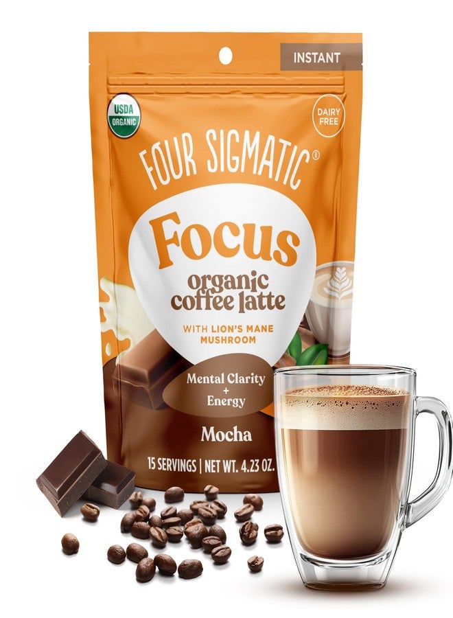 Four Sigmatic Mocha Focus Mushroom Coffee Latte | Plant-Based Organic Instant Latte with Lion’s Mane Mushroom for Focus and Mental Clarity | Made With Just 6 Organic Ingredients | 4.23 oz Bag - Image 2