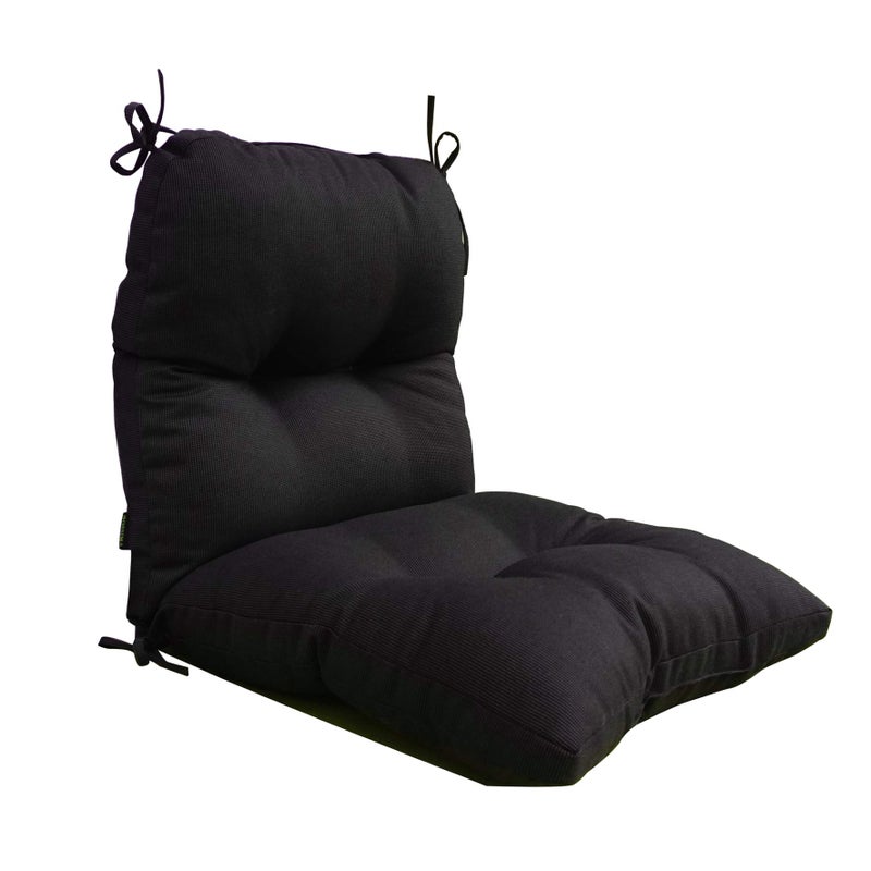 BOSSIMA Outdoor Indoor High Back Chair Tufted Cushions Comfort Replacement Patio Seating Cushions Black
