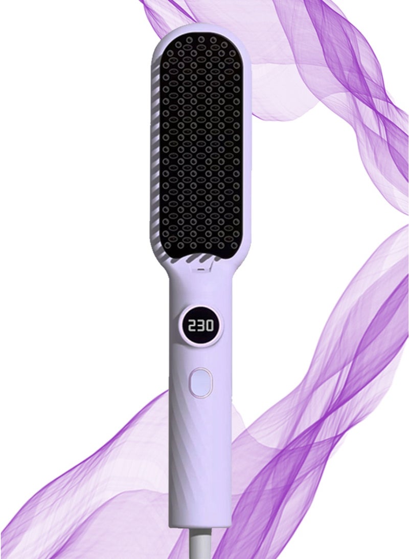 Hair Straightener Brush, Ionic Hair Straightening Comb for Women, 10s Fast Heat & Temp Set (140-230°C), LED Display/Anti-Scald - Image 1
