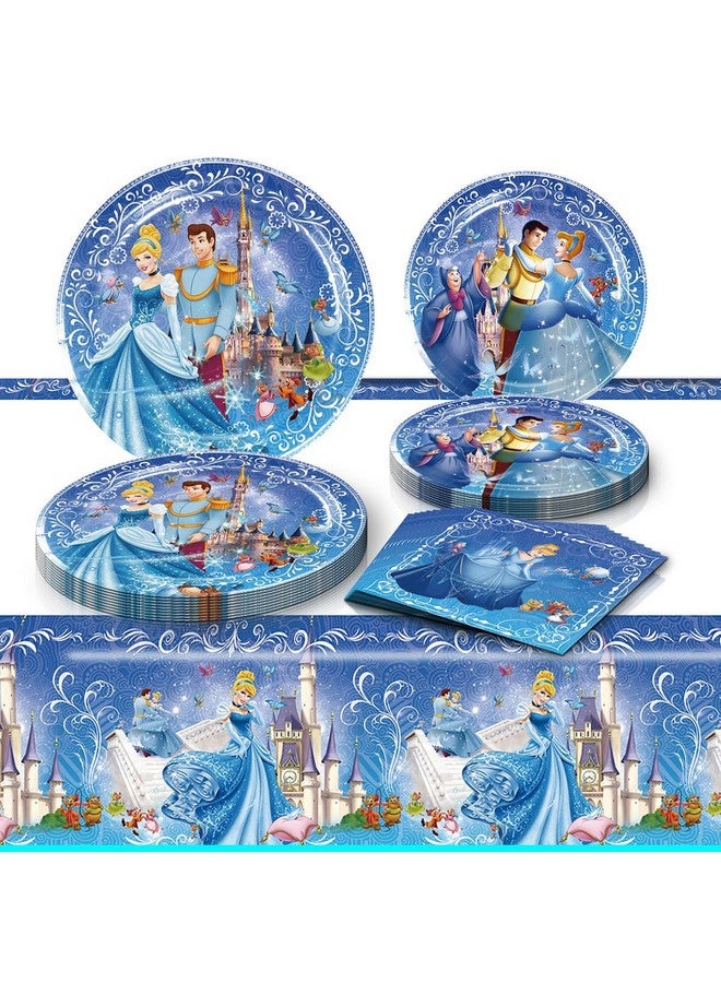 OMTO 41Pack Cinderella Party Supplies Include 710Pcs And 9 10Pcs Plates 20 Napkins Tablecloth For Cinderella Birthday Party Decoration - Image 1