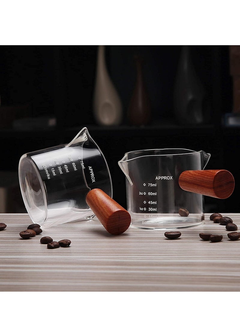 Multi-size espresso measuring cup, coffee and espresso glass cup with wooden handle, high quality heat-resistant glass milk cup - Image 5