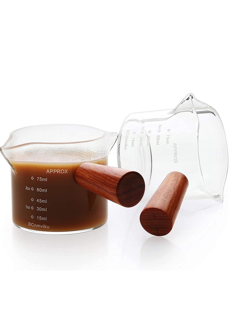 Multi-size espresso measuring cup, coffee and espresso glass cup with wooden handle, high quality heat-resistant glass milk cup - Image 4
