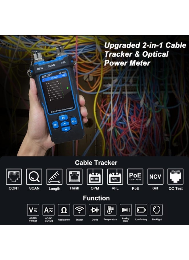NOYAFA - NF-8508 Network Cable Tester with Optical Power Meter VFL/CAT5/CAT6/RJ11 Cable Toner Ethernet Cable Tester, Length Measurement, RJ45 Network Tester for Telephone, PoE Tester Wire Tracer Fiber Tester - Image 1